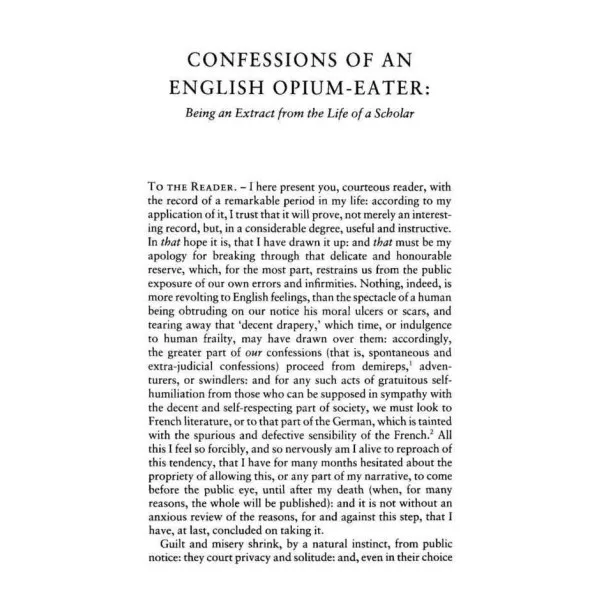 Confessions of an English Opium Eater. Thomas De Quincey