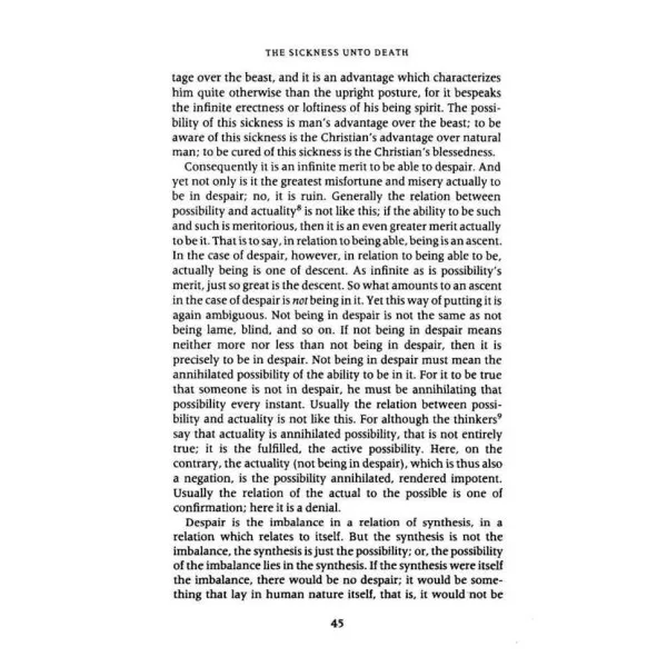 The Sickness Unto Death. Soren Kierkegaard