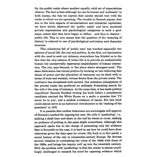 The Fall of Public Man. Richard Sennett