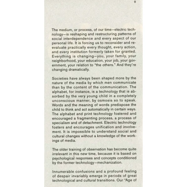 The Medium is the Massage. Marshall McLuhan