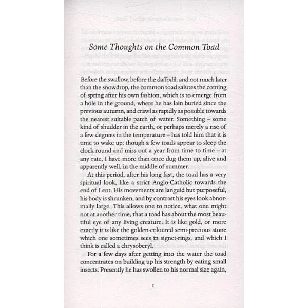 Some Thoughts on the Common Toad. George Orwell