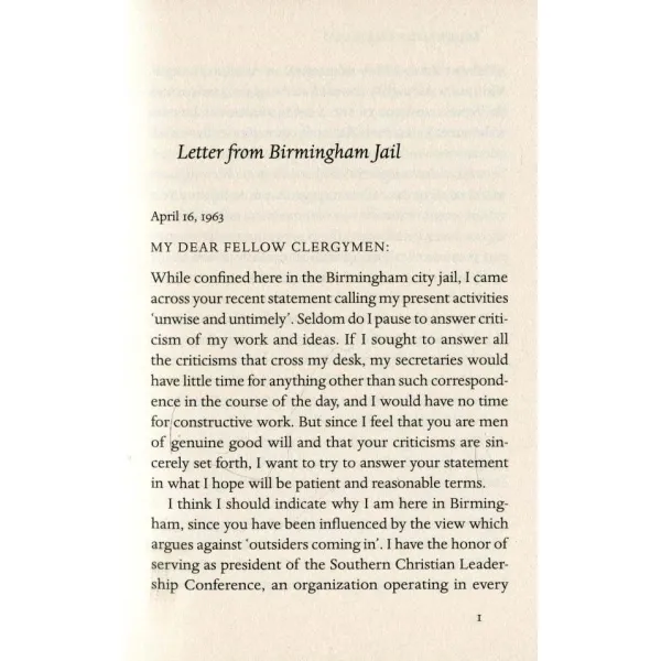 Letter from Birmingham Jail. Martin L. King