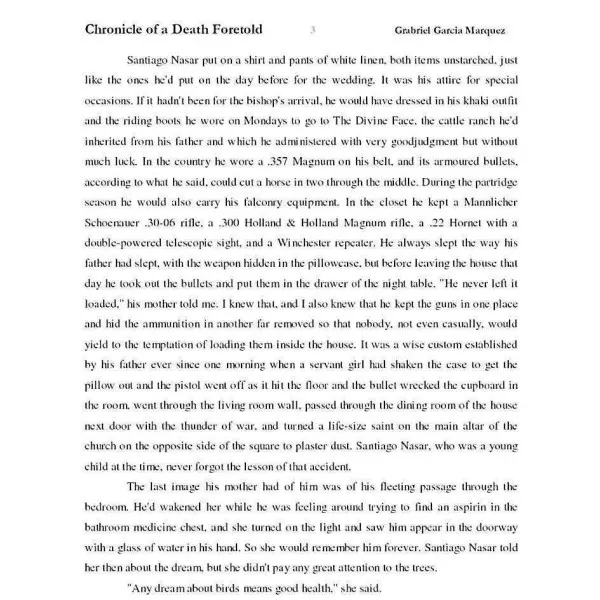 Chronicle of a Death Foretold. Gabriel Garcia Marquez