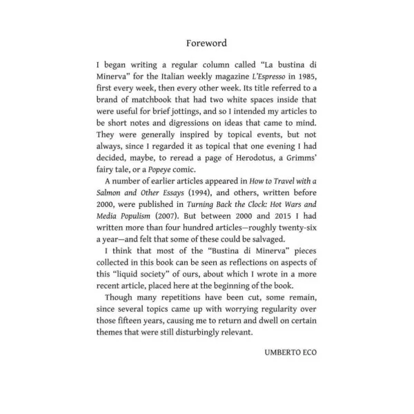 Chronicles Of A Liquid Society. Umberto Eco