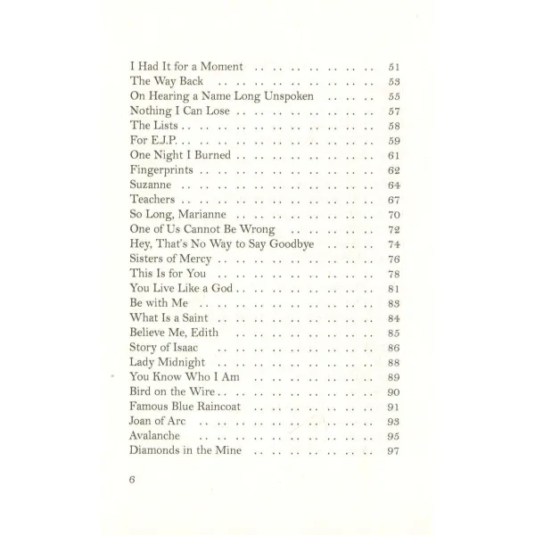Leonard Cohen Poems